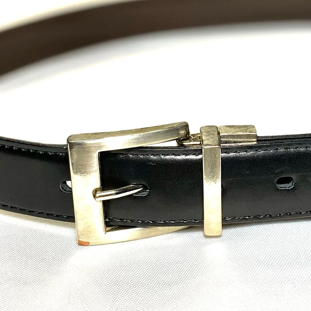 Classic leather BELT Black Silver tone buckle